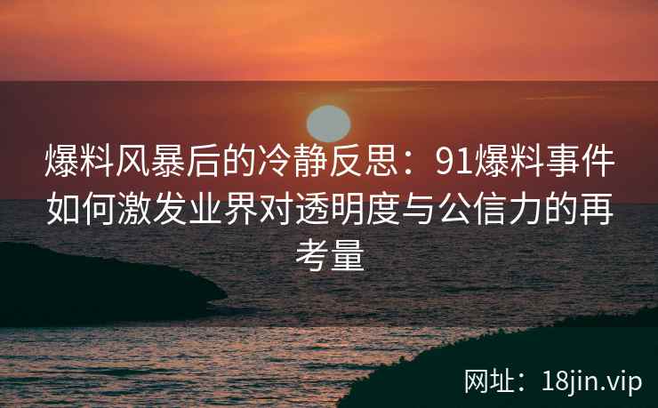 爆料风暴后的冷静反思：91爆料事件如何激发业界对透明度与公信力的再考量